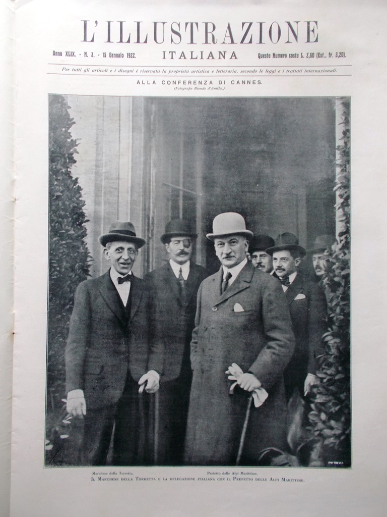 L'Illustrazione Italiana 15 Gennaio 1922 Conferenza Cannes Russia Soviet Zacconi