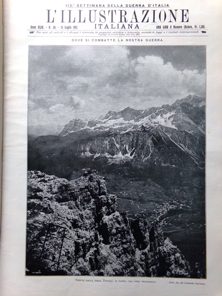 L'Illustrazione Italiana 15 Luglio 1917 WW1 Tofana Doberdò Telegrafia Francesi