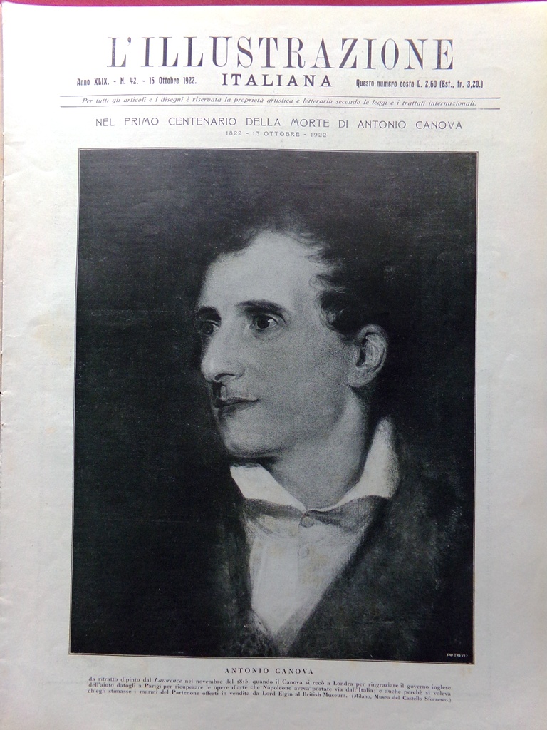 L'Illustrazione Italiana 15 Ottobre 1922 Centenario Antonio Canova Gorizia Fasci