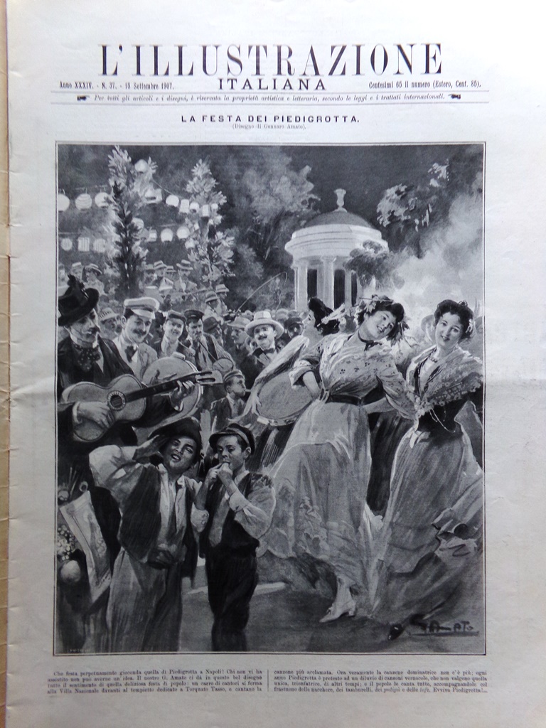 L'Illustrazione Italiana 15 Settembre 1907 Piedigrotta Edvard Grieg Casablanca