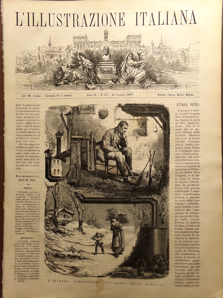 L'Illustrazione Italiana 16 Dicembre 1877 Orologio Caspani Cimitero Pisa Pirgos