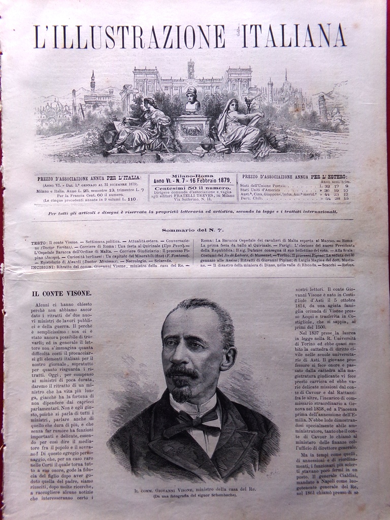 L'Illustrazione Italiana 16 Febbraio 1879 Baracca Malta Pipino Re Lahore …