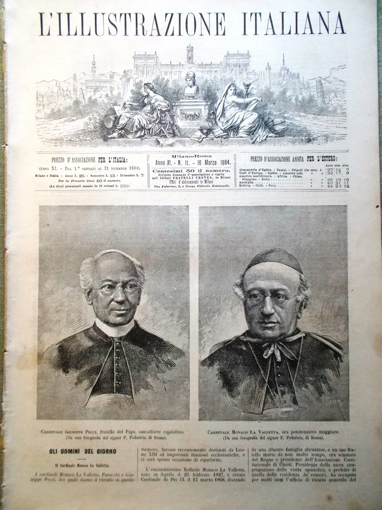 L'Illustrazione Italiana 16 Marzo 1884 Cardinali Milano Tahiti Macchine Londra