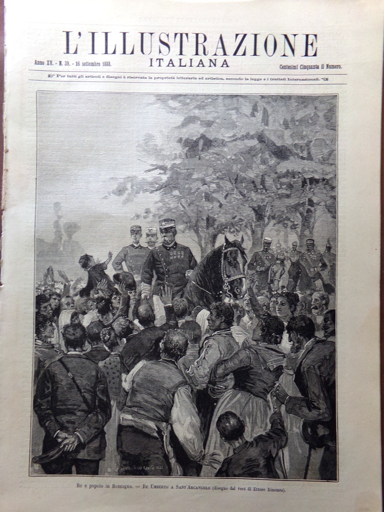 L'Illustrazione Italiana 16 Settembre 1888 Re Romagna Tito Ricordi Manovre …