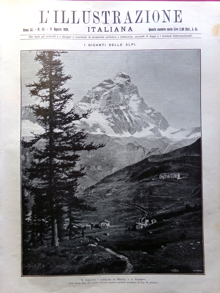 L'Illustrazione Italiana 17 Agosto 1924 Cervino Villa Valmarana Pale Castrozza
