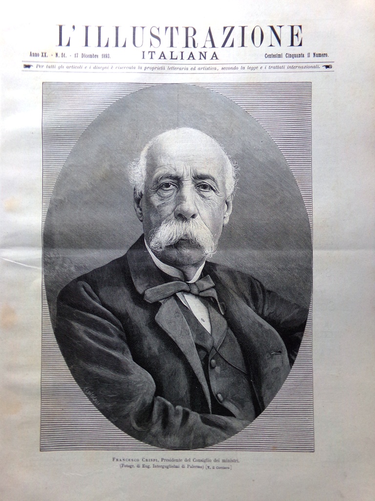 L'Illustrazione Italiana 17 Dicembre 1893 Crispi Zecca Roma Sicilia Bomba …