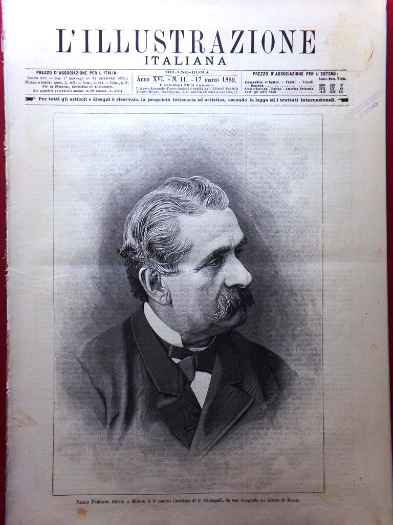 L'Illustrazione Italiana 17 Marzo 1889 Paolo Ferrari Gallina Esmeralda Carnevale