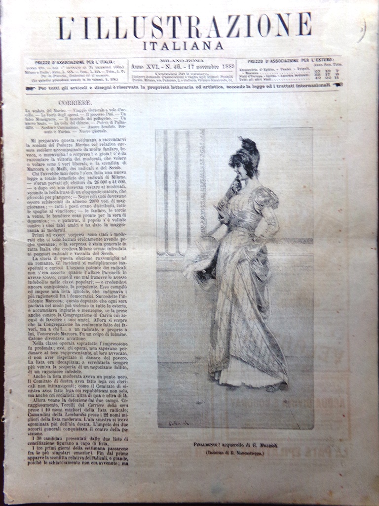L'Illustrazione Italiana 17 Novembre 1889 Sardegna Lanusei Atmeidan Africa Bande