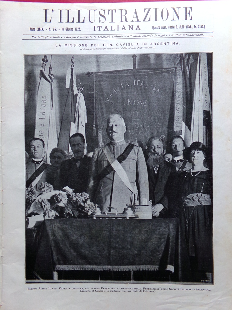 L'Illustrazione Italiana 18 Giugno 1922 Caviglia Marconi Telegrafia Marsala Fide