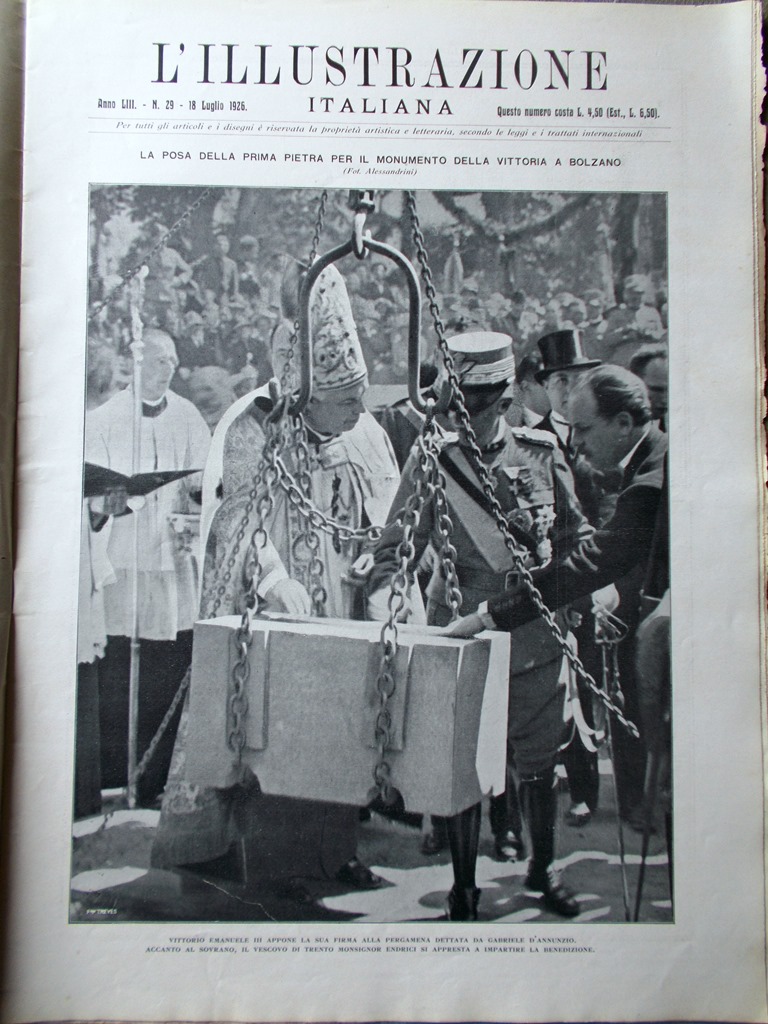 L'Illustrazione Italiana 18 Luglio 1926 Congresso Chicago Battisti Bolzano Ostia