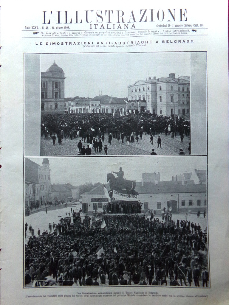 L'illustrazione Italiana 18 Ottobre 1908 Esposizione Arti a Brera Austria …