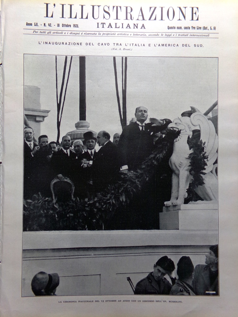 L'Illustrazione Italiana 18 Ottobre 1925 Cavo Italia America Verbano Campo …