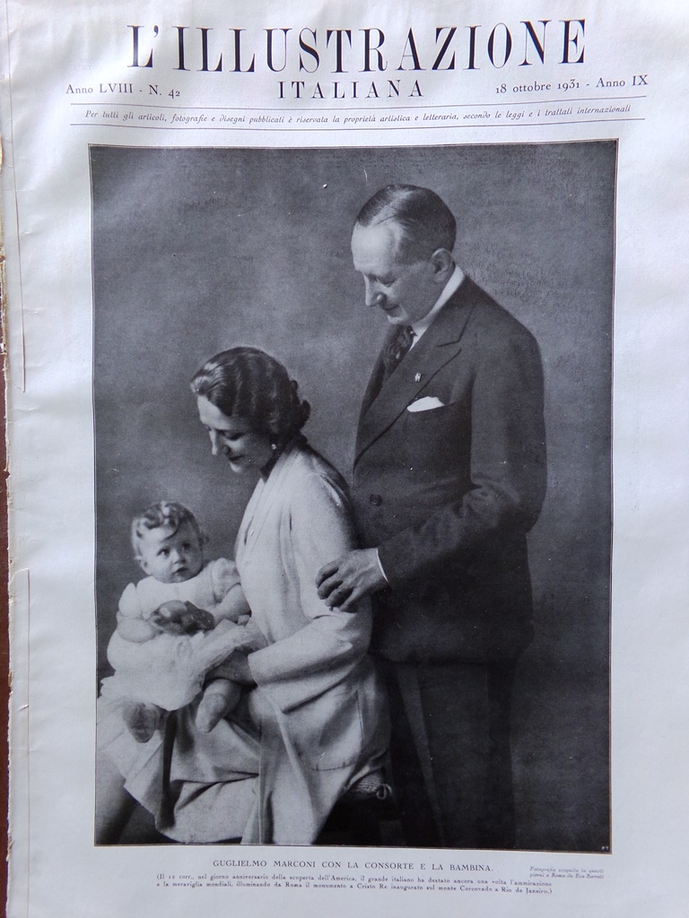 L'illustrazione Italiana 18 Ottobre 1931 Marconi Colombo Messico Fisica Ricordi