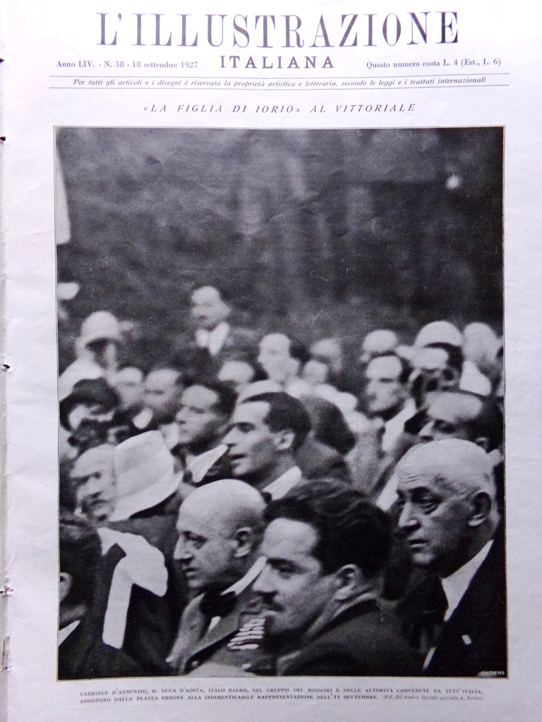 L'Illustrazione Italiana 18 Settembre1927 Figlia Iorio D'Annunzio Cecco d'Ascoli