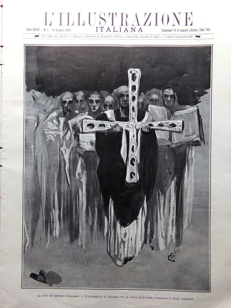 L'Illustrazione Italiana 19 Gennaio 1908 La Nave di Gabriele d'Annunzio …