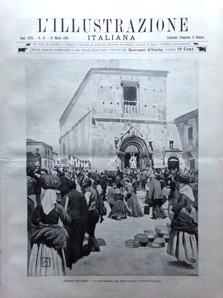L'Illustrazione Italiana 19 Marzo 1899 Processione Santo Abruzzo Diga Nilo …