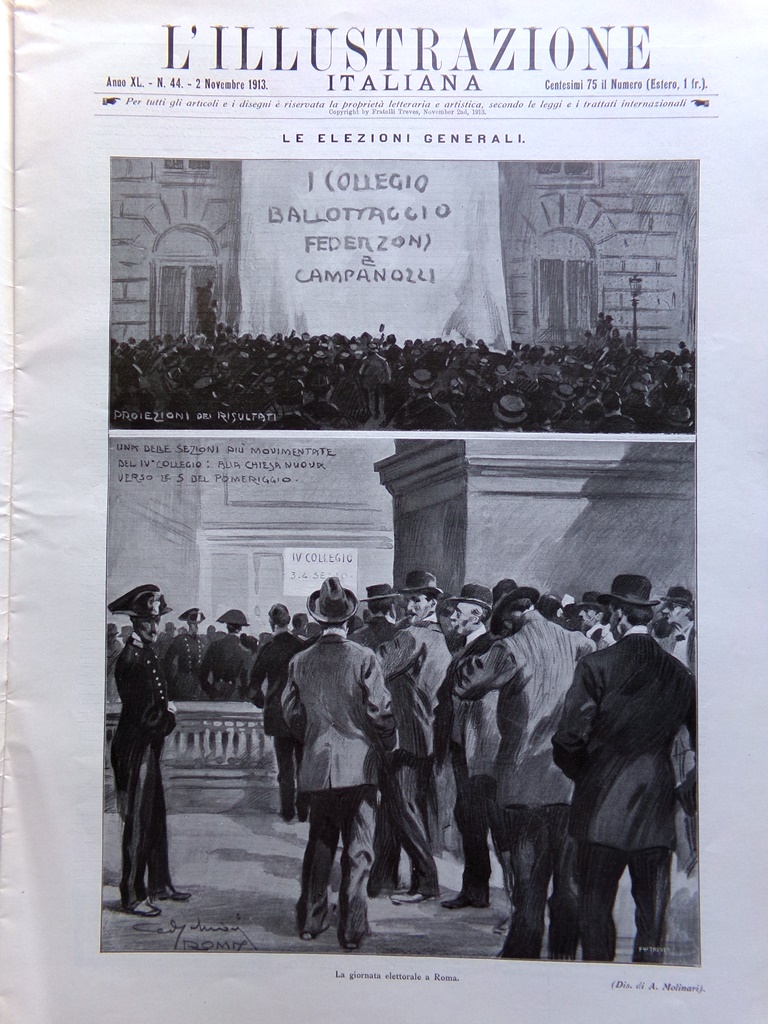 L'Illustrazione Italiana 2 Novembre 1913 Elezioni Necropoli Etrusche Zeppelin L2