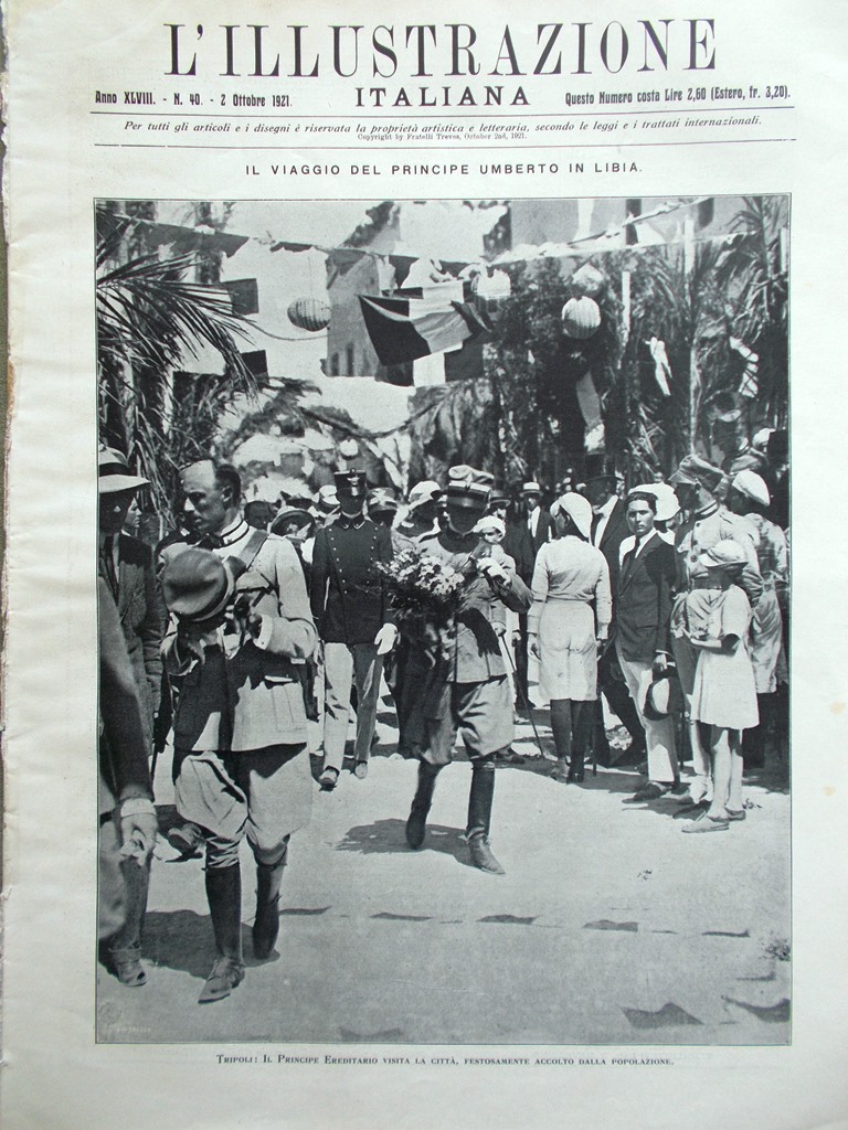 L'Illustrazione Italiana 2 Ottobre 1921 Nazario Sauro Terremoto Eritrea Nazzaro