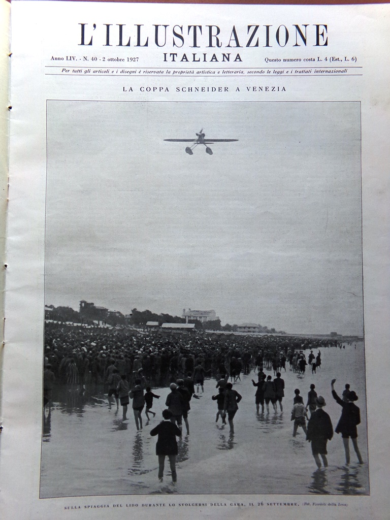 L'Illustrazione Italiana 2 Ottobre 1927 Coppa Schneider Pirano Saturnia Ceramica