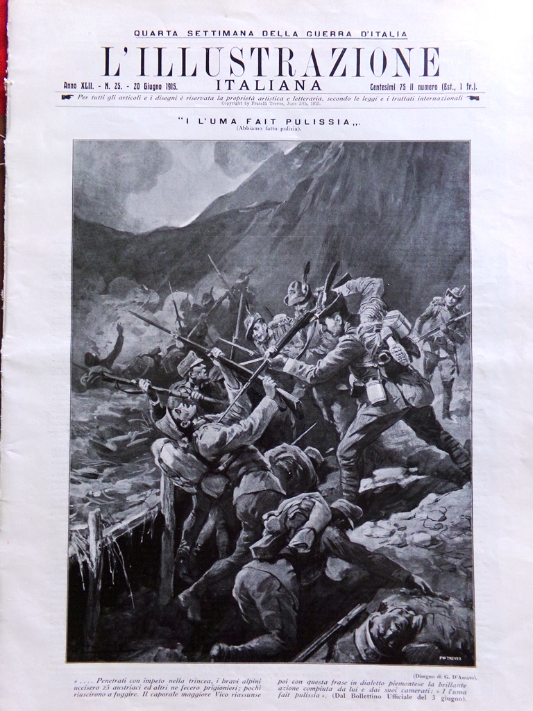 L'illustrazione Italiana 20 Giugno 1915 WW1 Grado Tolmino Ala Cortina …