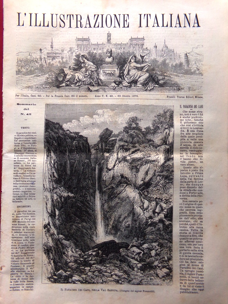 L'Illustrazione Italiana 20 Ottobre 1878 Cani Sassina Esercito Austro-Ungarico