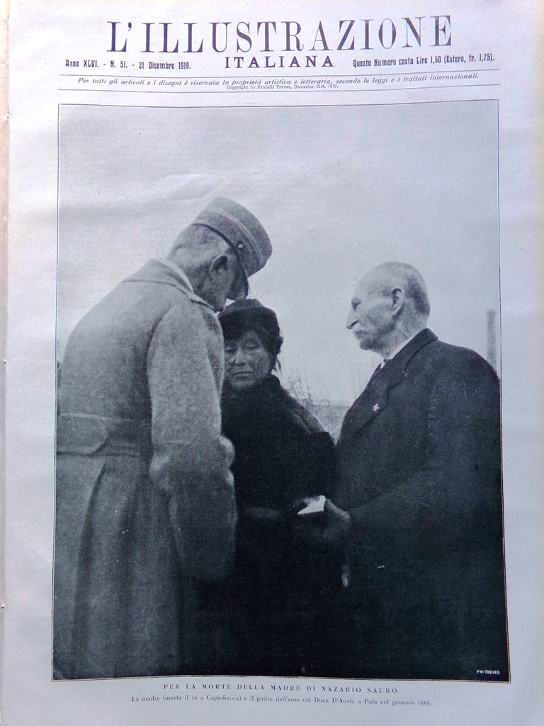 L'Illustrazione Italiana 21 Dicembre 1919 Valsugana Leda Leonardo Sauro Anatolia