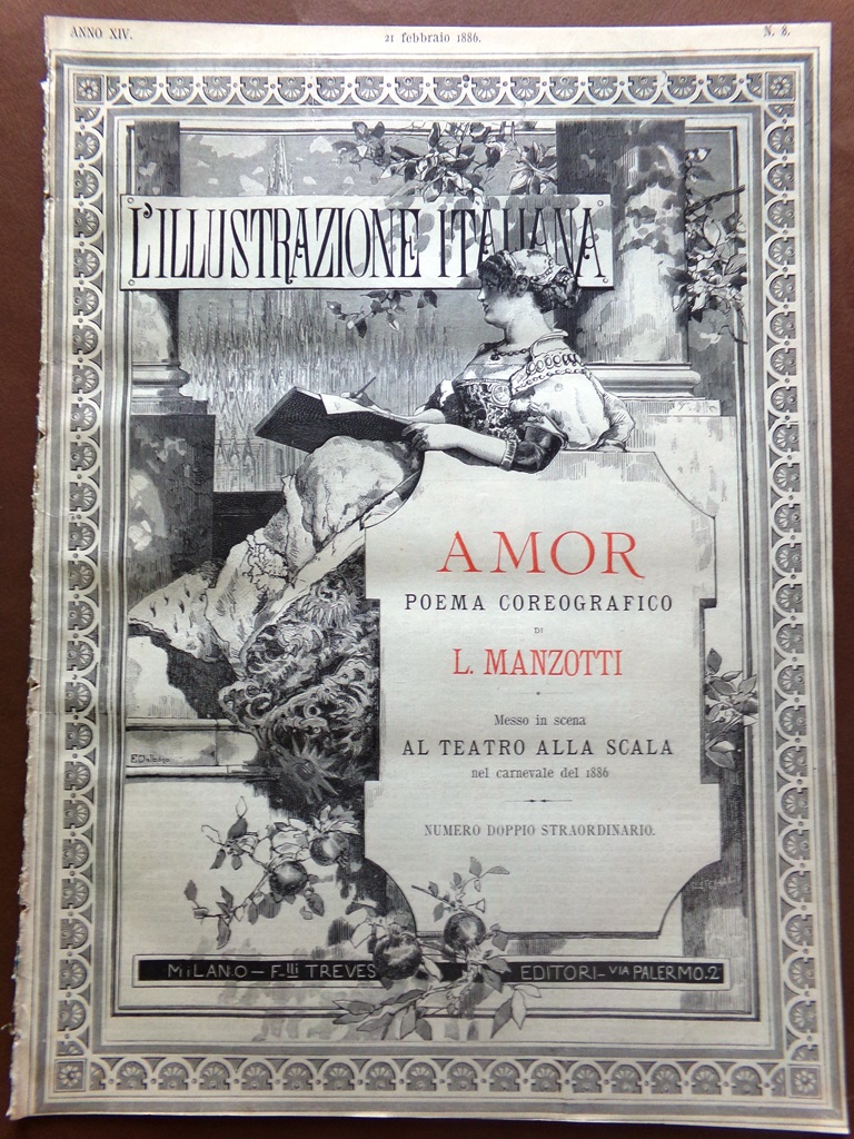 L'Illustrazione Italiana 21 Febbraio 1886 Speciale Amor di Luigi Manzotti …