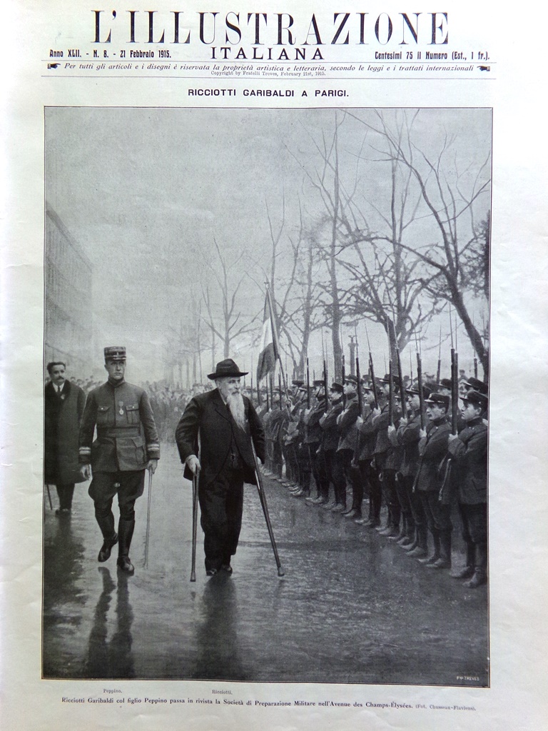 L'illustrazione Italiana 21 Febbraio 1915 WW1 Piccini Calabresi Tevere Garibaldi