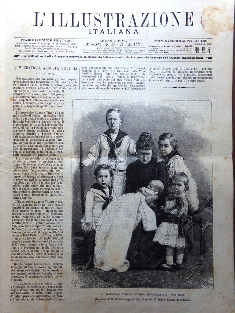 L'Illustrazione Italiana 21 Luglio 1889 Benevento Creta Bersaglio Veloce Augusta