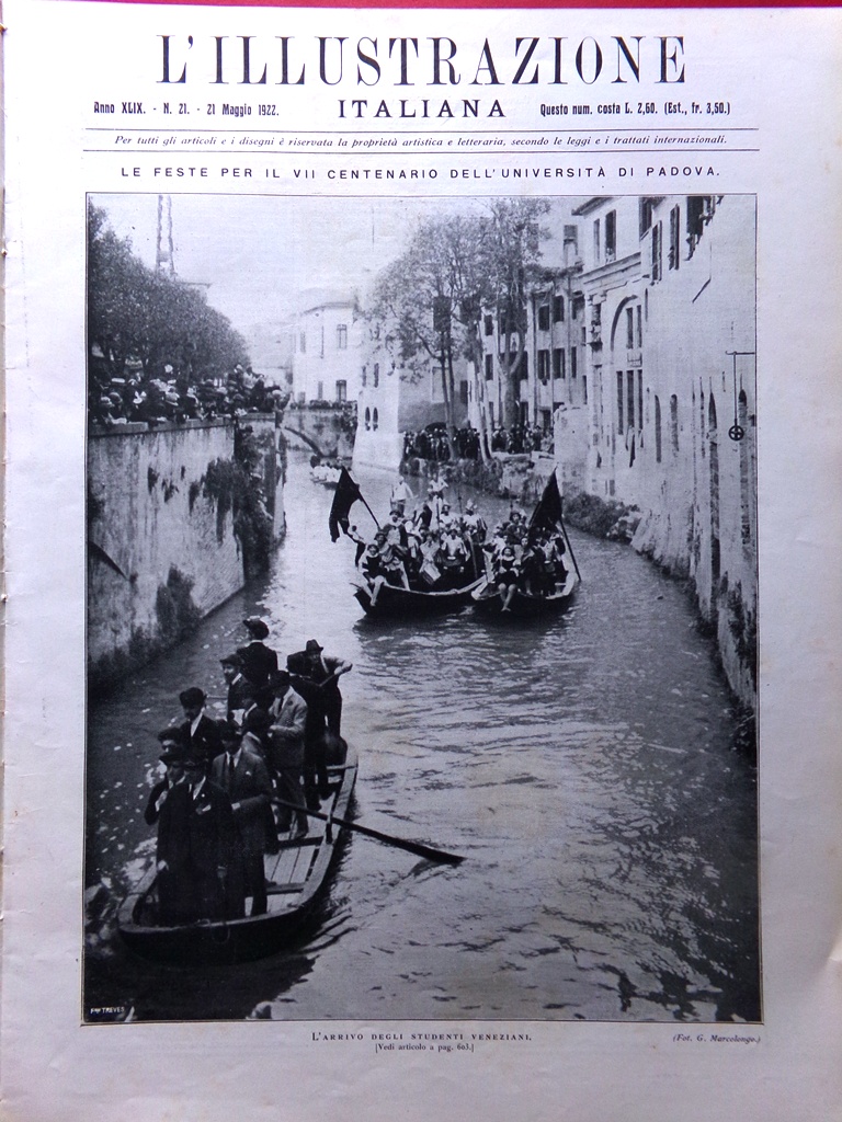 L'Illustrazione Italiana 21 Maggio 1922 Università Padova Fiorentina Primaverile
