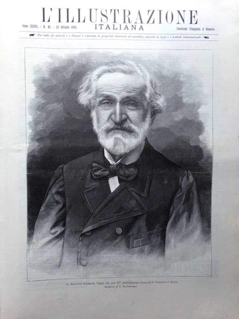 L'Illustrazione Italiana 21 Ottobre 1900 Giuseppe Verdi Porto di Genova …