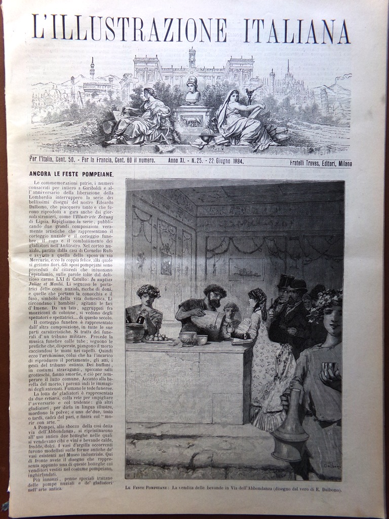 L'Illustrazione Italiana 22 Giugno 1884 Feste Pompeiane Mercuri Cavour Santena