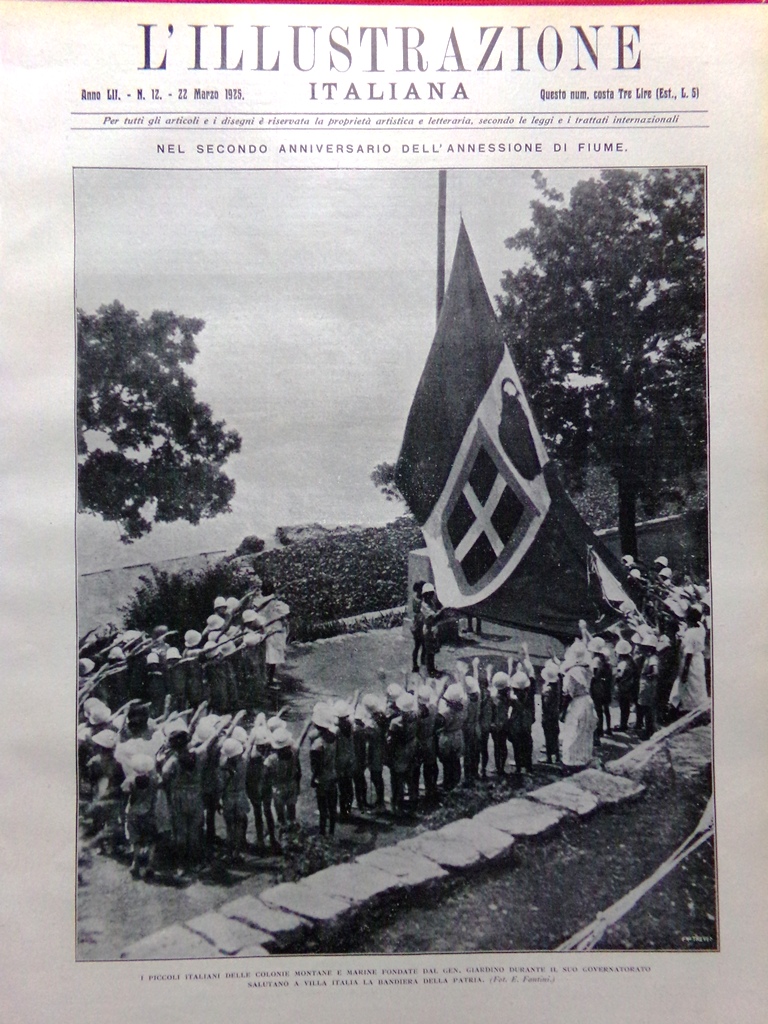 L'Illustrazione Italiana 22 Marzo 1925 Fiume Bozze Monumento Caduti Milano …