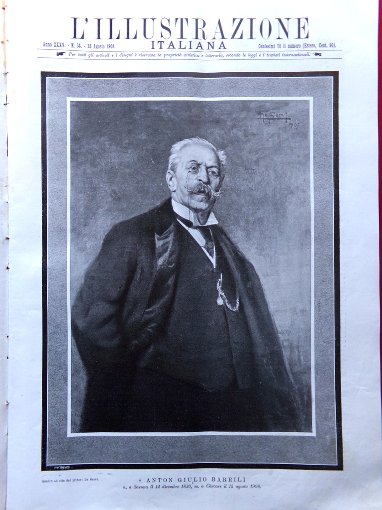 L'illustrazione Italiana 23 Agosto 1908 Anton Giulio Barrili Torricelli a …