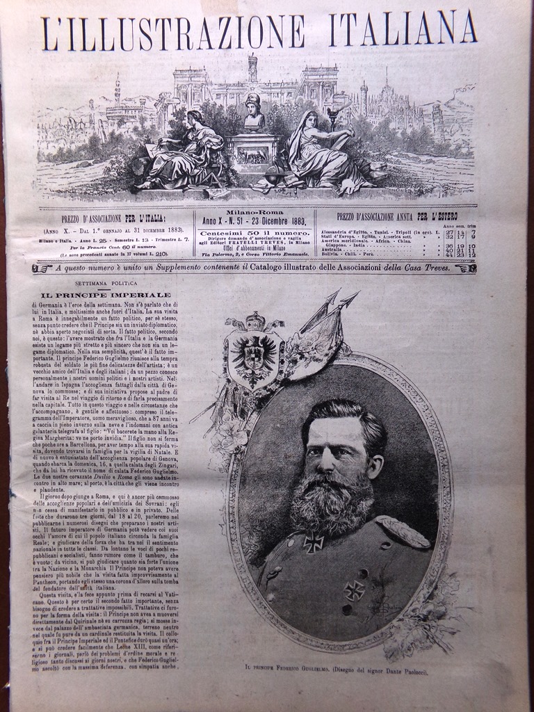 L'illustrazione Italiana 23 Dicembre 1883 Federico Guglielmo De Amicis Bruxelles