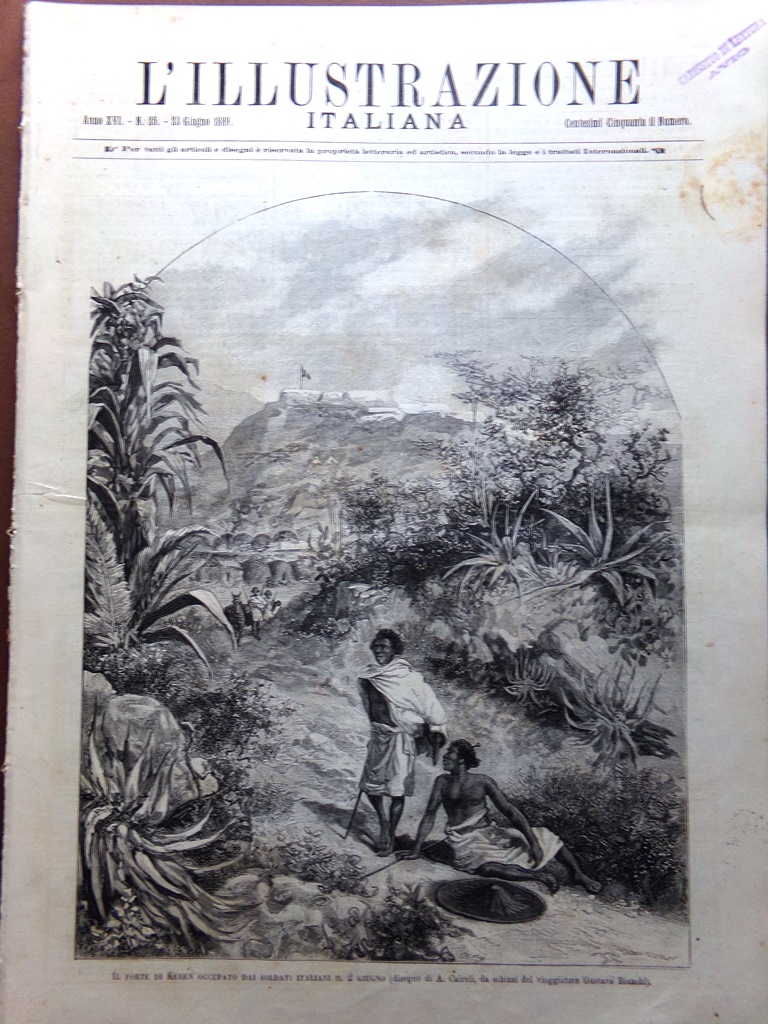 L'Illustrazione Italiana 23 Giugno 1889 Giordano Pellico Forte Keren Croce …