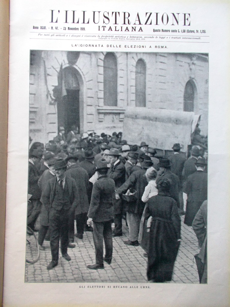 L'Illustrazione Italiana 23 Novembre 1919 Elezioni Roma Fiume Statuto Cirenaica