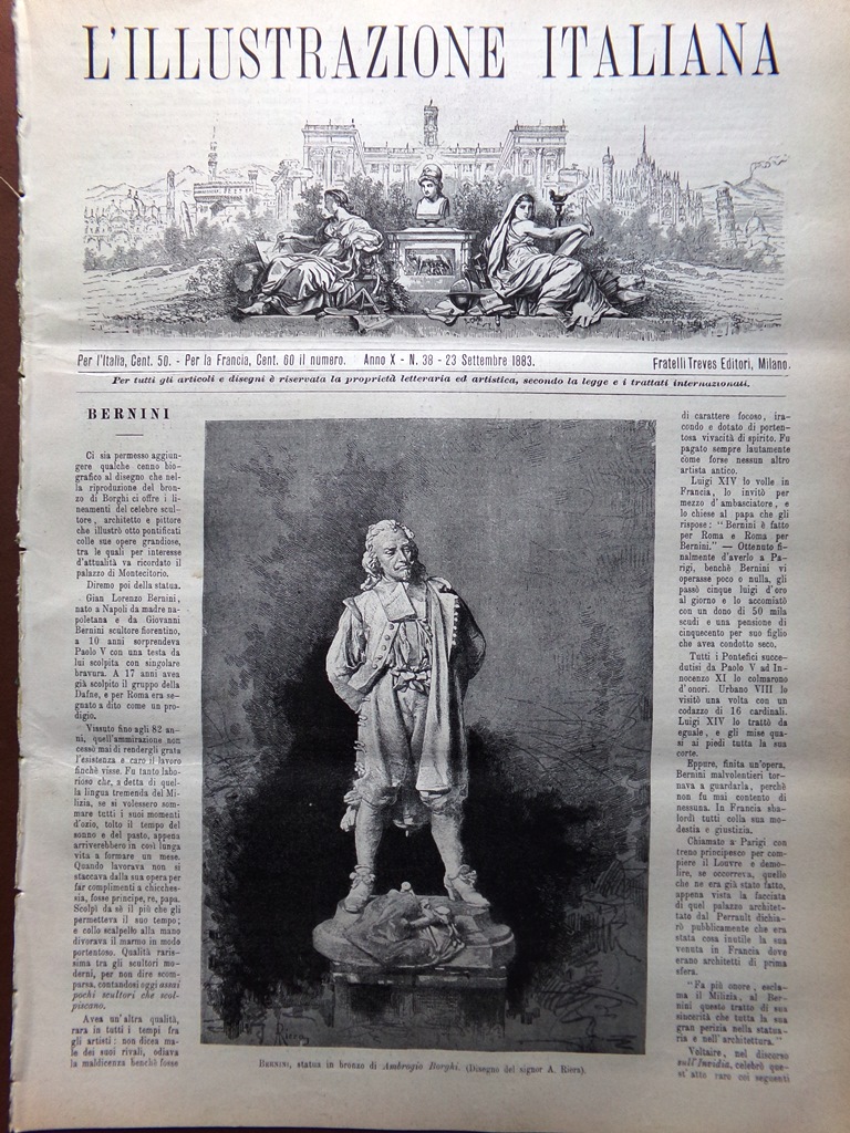 L'illustrazione Italiana 23 Settembre 1883 Bernini Sanfelice Fabriano Turgenev