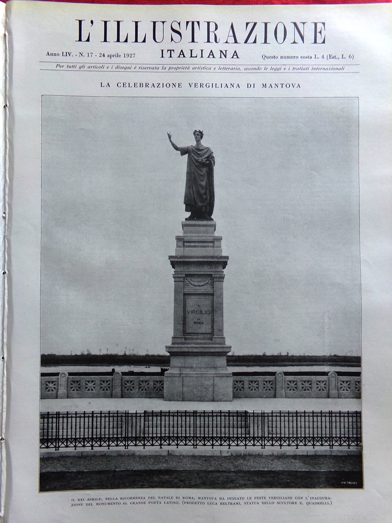L'Illustrazione Italiana 24 Aprile 1927 Virgilio Mantova Mormoni Itala Scialli