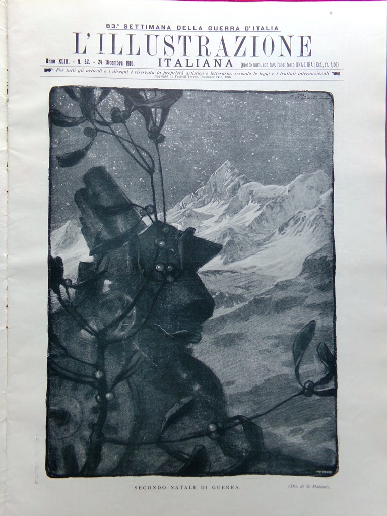 L'illustrazione Italiana 24 Dicembre 1916 WW1 Natale Tofane Adamello Monfalcone