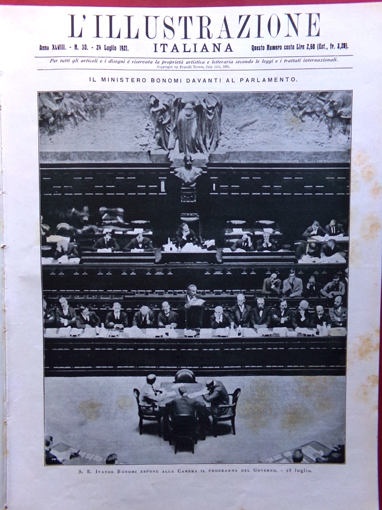 L'Illustrazione Italiana 24 Luglio 1921 Hirohito Zeppelin Padova Slesia Anatolia