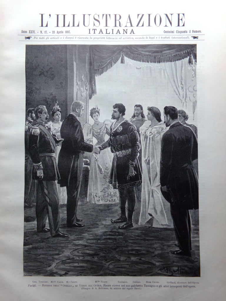 L'illustrazione Italiana 25 Aprile 1897 Otello Verdi Vela Candia Africa …