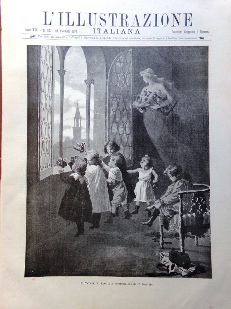 L'Illustrazione Italiana 25 Dicembre 1898 Natale Michele Carbonara Bernini Pesca