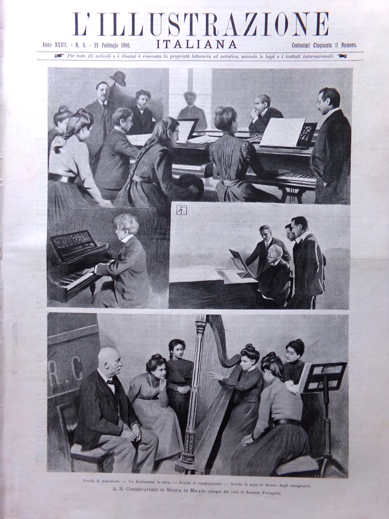 L'Illustrazione Italiana 25 Febbraio 1900 Conservatorio Milano Grande Muraglia