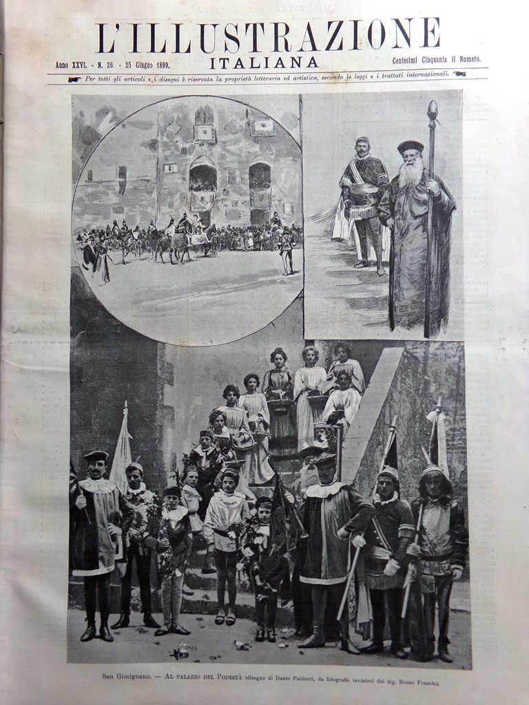 L'Illustrazione Italiana 25 Giugno 1899 San Gimignano Bersaglieri Palermo Azoto