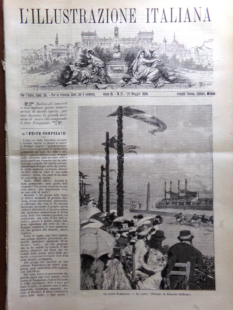 L'Illustrazione Italiana 25 Maggio 1884 Villoresi Le Feste Pompeiane Castellazzo