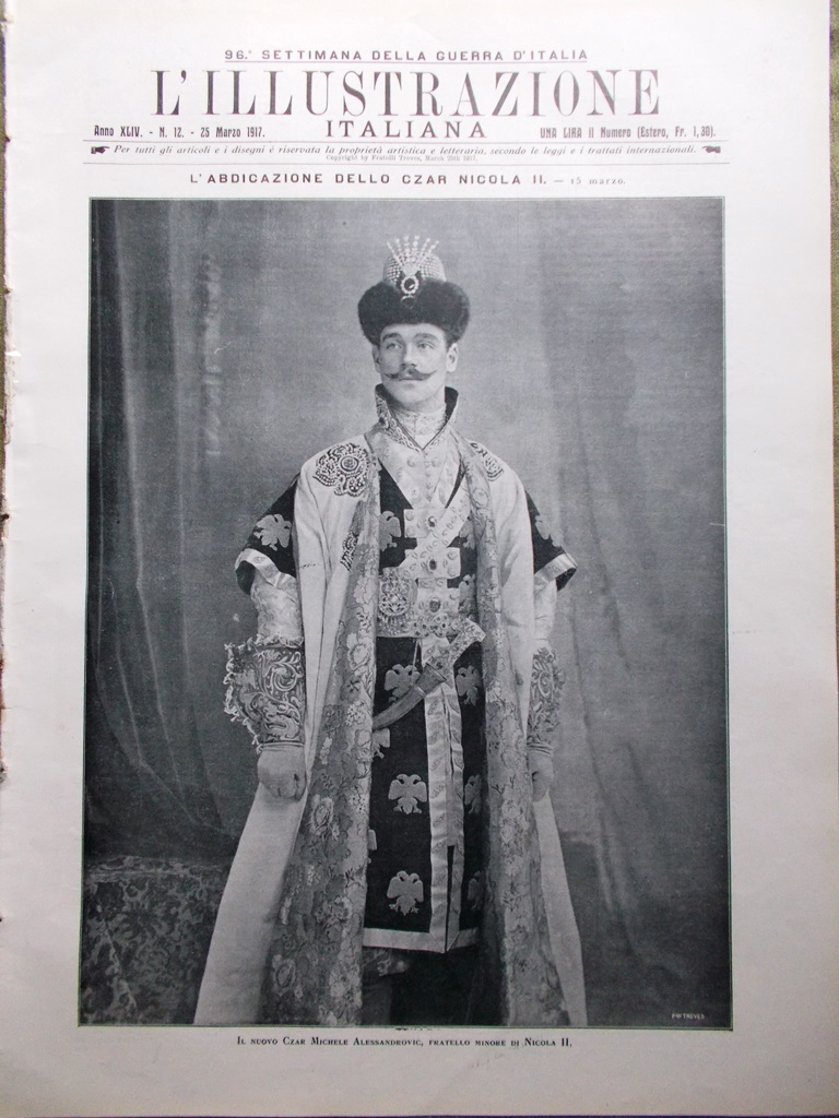 L'Illustrazione Italiana 25 Marzo 1917 WW1 Rivoluzione Russa Nevskij Nicola …