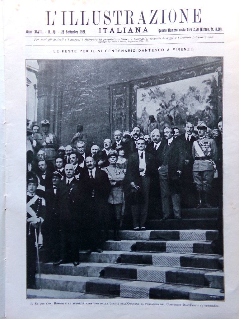 L'Illustrazione Italiana 25 Settembre 1921 VI Centenario Dante a Firenze …