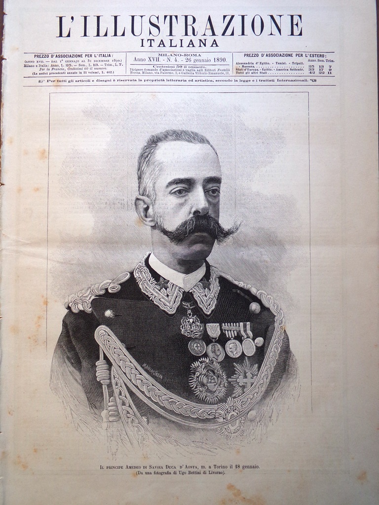 L'Illustrazione Italiana 26 Gennaio 1890 Morte Principe Amedeo Gayarre Castello