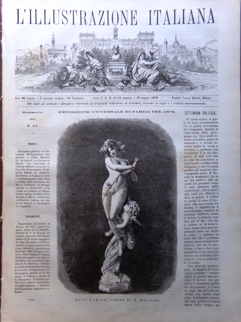 L'Illustrazione Italiana 26 Maggio 1878 Esposizione Parigi Pallone Captivo Duval